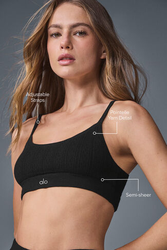 Alo Yoga Pointelle Sweater Be Mine Bra - Black in Kuwait