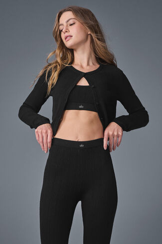 سترة ألو يوجا بوينتيلي Be Mine كارديجان - أسود in Kuwait