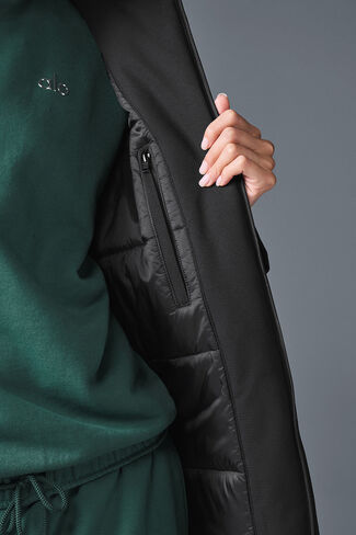 Alo Yoga Rain Or Shine Puffer Long Coat - Black in Saudi Arabia