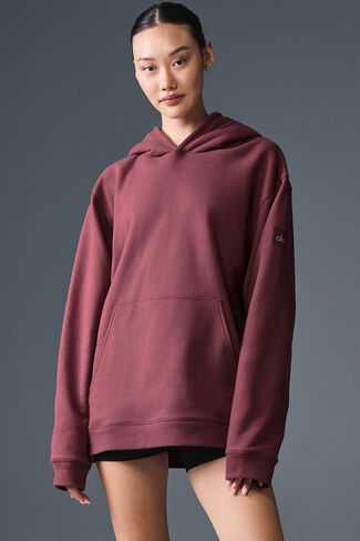 Alo Yoga Renown Heavy Weight Hoodie - Burgundy Truffle in Saudi Arabia