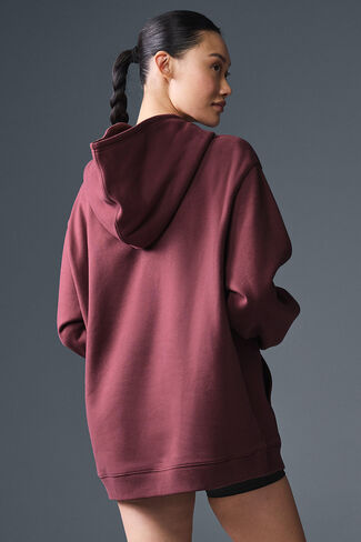 Alo Yoga Renown Heavy Weight Hoodie - Burgundy Truffle in Saudi Arabia