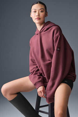 Alo Yoga Renown Heavy Weight Hoodie - Burgundy Truffle in Saudi Arabia