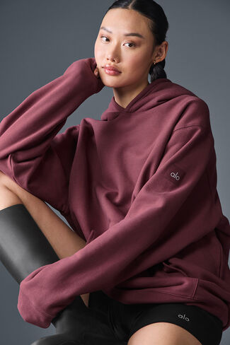 Alo Yoga Renown Heavy Weight Hoodie - Burgundy Truffle in Saudi Arabia