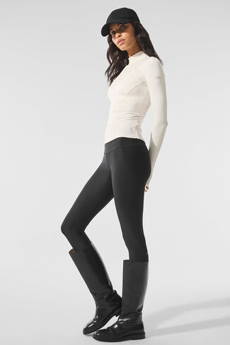 Alo Yoga Ribbed Mesmerize Mock Neck Long Sleeve - Ivory in Saudi Arabia