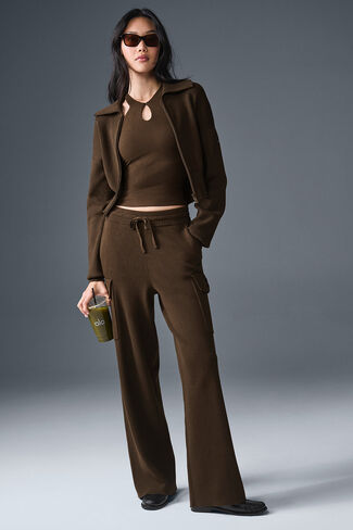 Alo Yoga Scholar Knit High-Waist Cargo Pant - Espresso in Kuwait