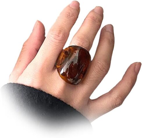 GIGB PBDK Chunky Vintage Resin Ring for Women,Aesthetic Y2k Thick Dome Acrylic Statement Finger Joint Ring,Fashion Prom Costume Accessories Jewelry Gift in Saudi Arabia