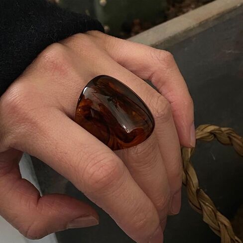 GIGB PBDK Chunky Vintage Resin Ring for Women,Aesthetic Y2k Thick Dome Acrylic Statement Finger Joint Ring,Fashion Prom Costume Accessories Jewelry Gift in Saudi Arabia