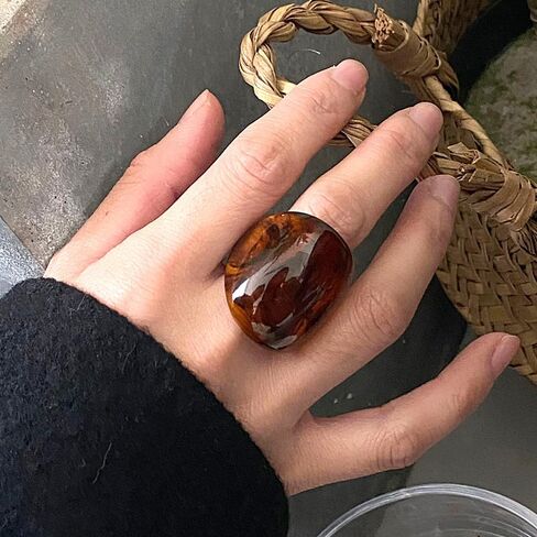 GIGB PBDK Chunky Vintage Resin Ring for Women,Aesthetic Y2k Thick Dome Acrylic Statement Finger Joint Ring,Fashion Prom Costume Accessories Jewelry Gift in Saudi Arabia