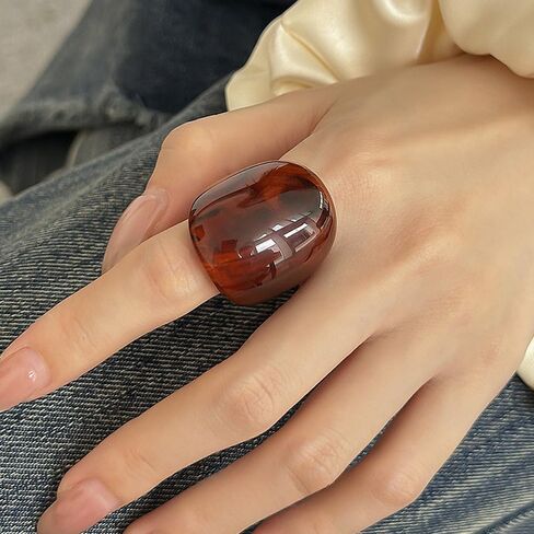 GIGB PBDK Chunky Vintage Resin Ring for Women,Aesthetic Y2k Thick Dome Acrylic Statement Finger Joint Ring,Fashion Prom Costume Accessories Jewelry Gift in Saudi Arabia
