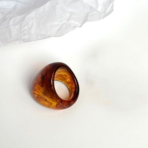 GIGB PBDK Chunky Vintage Resin Ring for Women,Aesthetic Y2k Thick Dome Acrylic Statement Finger Joint Ring,Fashion Prom Costume Accessories Jewelry Gift in Saudi Arabia