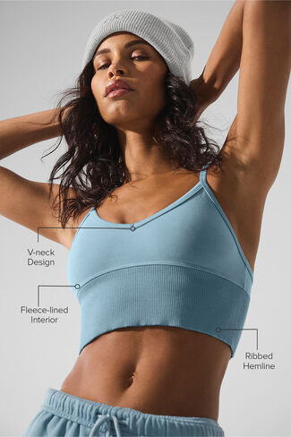 Alo Yoga Seamless Winter Warm Plush Delight Bra - Celestial Blue in Kuwait