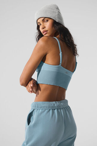Alo Yoga Seamless Winter Warm Plush Delight Bra - Celestial Blue in Kuwait