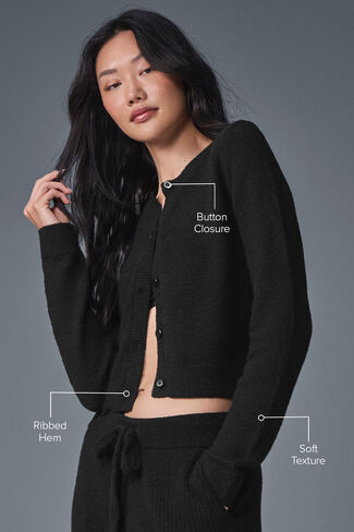 Alo Yoga Snuggle Up Sweater Cropped Cardigan - Black in Saudi Arabia