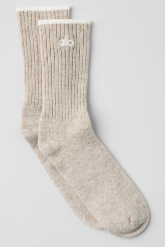 Alo Yoga Unisex Wool Cashmere Light Frosted Sock - Winter Latte/Ivory in Saudi Arabia