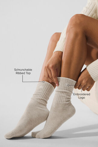 Alo Yoga Unisex Wool Cashmere Light Frosted Sock - Winter Latte/Ivory in Saudi Arabia