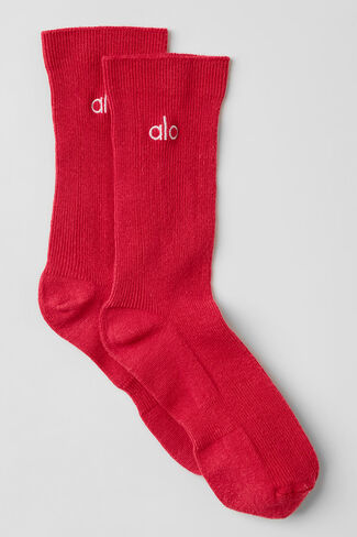 Alo Yoga Unisex Half-Crew Understated Sock - Bold Red in Saudi Arabia
