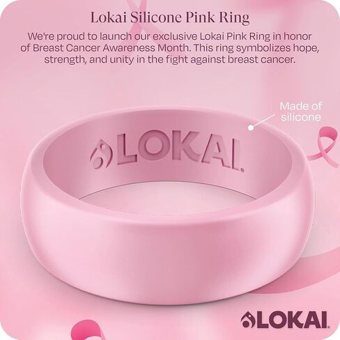 خاتم سيليكون من Lokai للرجال والنساء، (ClassicRing-P2) - راحة فائقة، حلقات سيليكون ممتازة لأسلوب الحياة النشط وأساور الزفاف - مطاط متين وقابل للتنفس، بدون أحجار كريمة in Kuwait