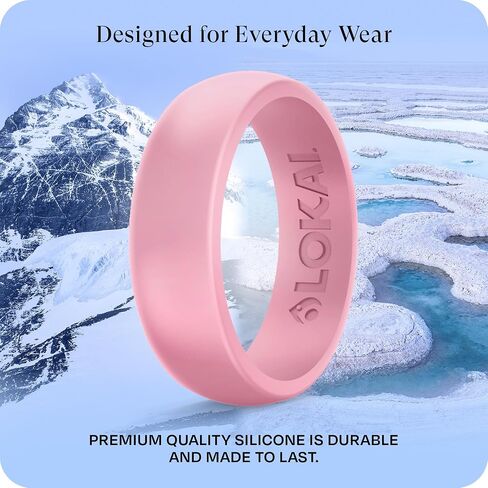 خاتم سيليكون من Lokai للرجال والنساء، (ClassicRing-P2) - راحة فائقة، حلقات سيليكون ممتازة لأسلوب الحياة النشط وأساور الزفاف - مطاط متين وقابل للتنفس، بدون أحجار كريمة in Kuwait