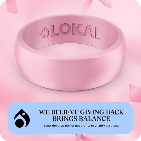 خاتم سيليكون من Lokai للرجال والنساء، (ClassicRing-P2) - راحة فائقة، حلقات سيليكون ممتازة لأسلوب الحياة النشط وأساور الزفاف - مطاط متين وقابل للتنفس، بدون أحجار كريمة in Kuwait