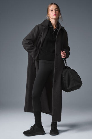 Alo Yoga Wool Metro Long Coat - Dark Heather Grey in Saudi Arabia