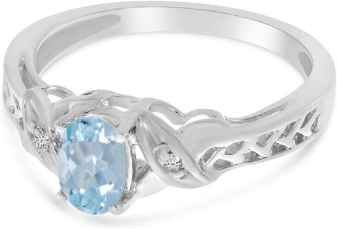 10k White Gold Oval Aquamarine And Diamond Ring in Saudi Arabia