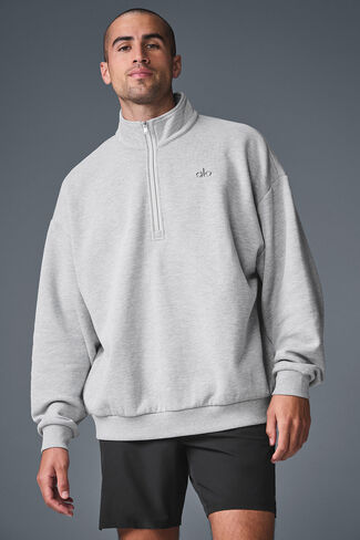 Alo Yoga Accolade 1/4 Zip Pullover - Athletic Heather Grey in Saudi Arabia