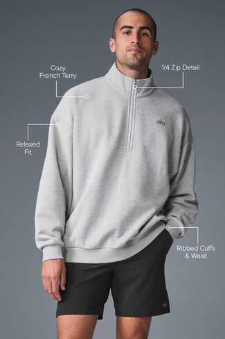 Alo Yoga Accolade 1/4 Zip Pullover - Athletic Heather Grey in Saudi Arabia