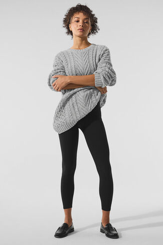 Alo Yoga Cable Knit Crew Neck Sweater - Athletic Heather Grey in Saudi Arabia