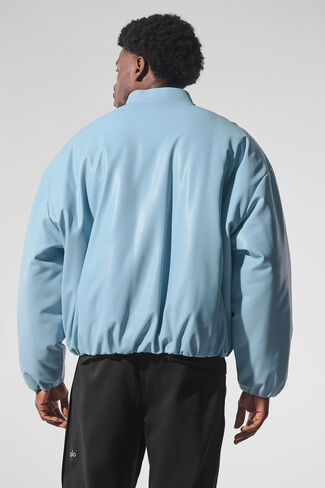 Alo Yoga Faux Leather Premier Bomber - Celestial Blue in Saudi Arabia