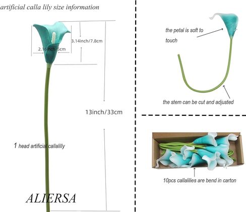 10 Heads Mini Calla Lily Bridal Wedding Bouquet Real Touch Flower Bouquets (blue white) in Kuwait