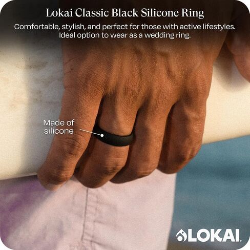 خاتم سيليكون من Lokai للرجال والنساء، (ClassicRing-P2) - راحة فائقة، حلقات سيليكون ممتازة لأسلوب الحياة النشط وأساور الزفاف - مطاط متين وقابل للتنفس، بدون أحجار كريمة in Kuwait