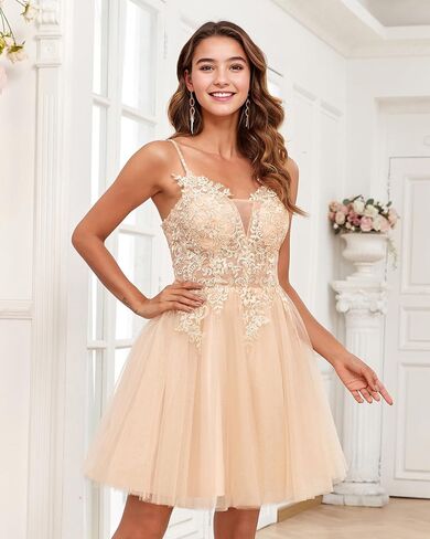 JAEDEN فساتين العودة للوطن قصيرة 2025 - فستان حفلة موسيقية من الدانتيل فساتين DAMA لـ Quinceanera للمراهقين تول in Saudi Arabia