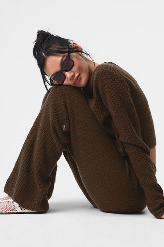 Alo Yoga Cashmere High-Waist Plush Waffle Pant - Espresso in Saudi Arabia
