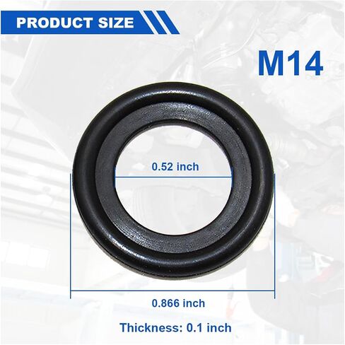10PCS Oil Drain Plug Gasket, Rubber Car Sealing Gasket, M14 Crush Washer Replacement for OEM#F5TZ-6734-BA, Car Engine Oil Drain Pan Crush Washers for Most Cars (10PCS/M14) in Saudi Arabia