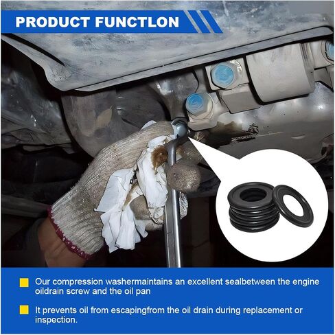 10PCS Oil Drain Plug Gasket, Rubber Car Sealing Gasket, M14 Crush Washer Replacement for OEM#F5TZ-6734-BA, Car Engine Oil Drain Pan Crush Washers for Most Cars (10PCS/M14) in Saudi Arabia