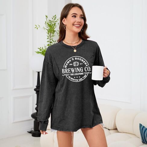 Womens Nursing Shirts for Breastfeeding Zipper Mama Maternity Long Sleeve T Shirt Oversized Graphic Acid Wash Tops in Kuwait