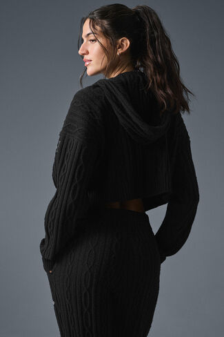 هودي Alo Yoga Cable Knit Winter Bliss - أسود in Saudi Arabia