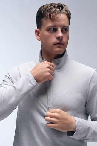 Alo Yoga Conquer 1/4 Zip Reform Long Sleeve - Athletic Heather Grey in Kuwait