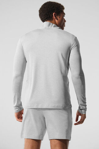 Alo Yoga Conquer 1/4 Zip Reform Long Sleeve - Athletic Heather Grey in Kuwait