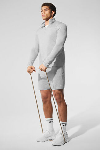 Alo Yoga Conquer 1/4 Zip Reform Long Sleeve - Athletic Heather Grey in Kuwait