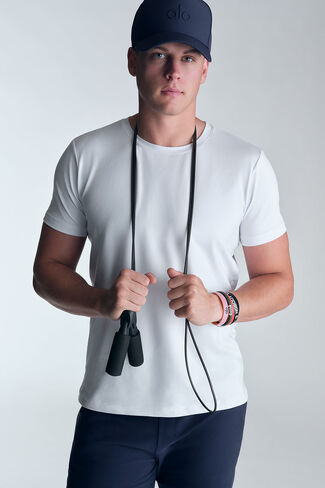 Alo Yoga Conquer Reform Crewneck Short Sleeve - White in Saudi Arabia