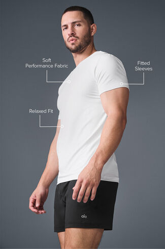 Alo Yoga Conquer Reform Crewneck Short Sleeve - White in Saudi Arabia