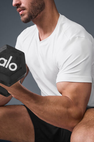 Alo Yoga Conquer Reform Crewneck Short Sleeve - White in Saudi Arabia