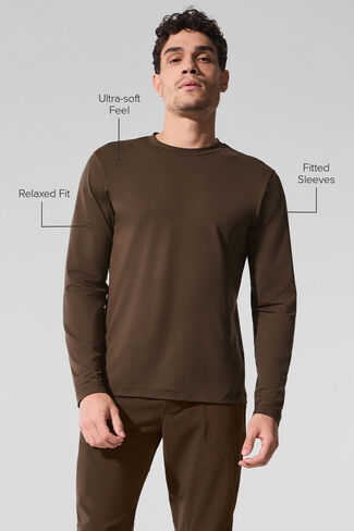 Alo Yoga Conquer Reform Crewneck Long Sleeve - Espresso in Saudi Arabia