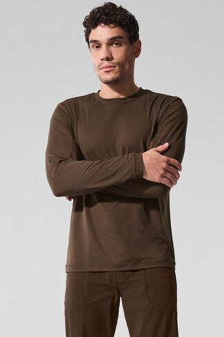 Alo Yoga Conquer Reform Crewneck Long Sleeve - Espresso in Saudi Arabia