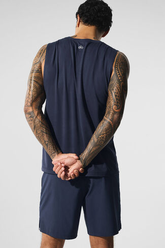 Alo Yoga Conquer Muscle Tank - Navy in Saudi Arabia