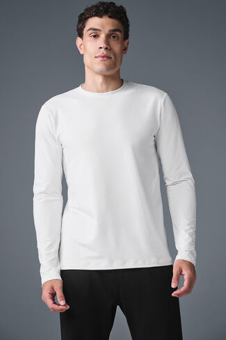 Alo Yoga Conquer Reform Crewneck Long Sleeve - White in Saudi Arabia
