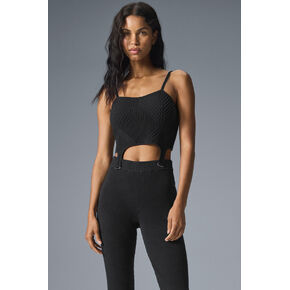 تانك Alo Yoga Denim Knit Garter - أسود/أنثراسايت in Saudi Arabia