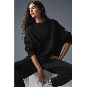 Alo Yoga Triumph Restore Crew Neck Sweatshirt - Black in Kuwait