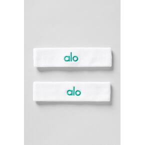 عصابة رأس Alo Yoga Glow (عبوة من قطعتين) - أبيض/أخضر شجرة التنوب - أبيض/أخضر شجرة التنوب / مقاس واحد in Kuwait